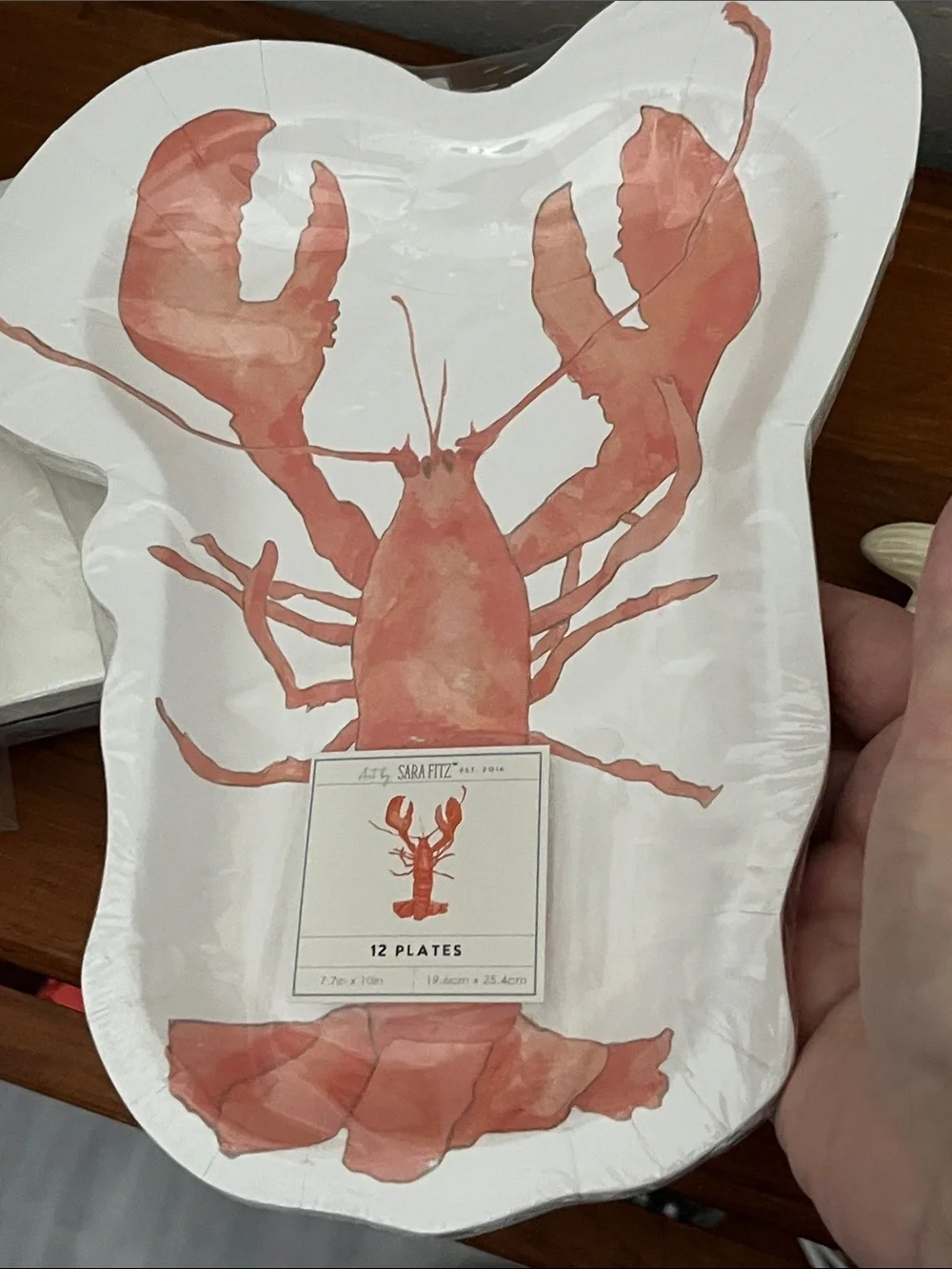 Lobster Themed Party Set - Coral & White Plates, Napkins, Popcorn Containers